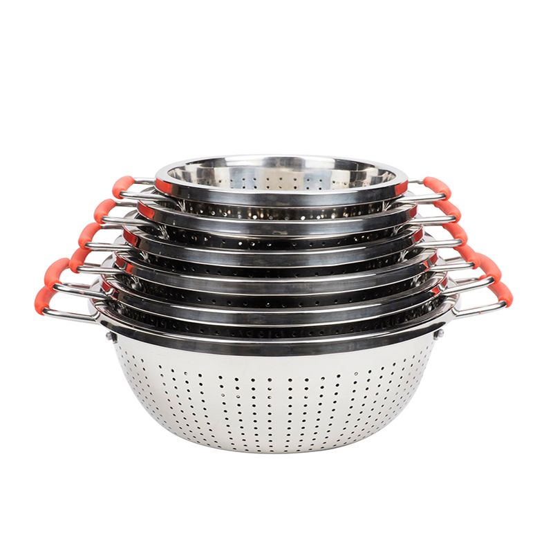 不锈钢加厚双柄小孔水果篮洗菜盆沥水篮厨房多用篮