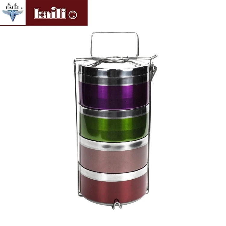 Stainless steel color double-layer heat-insulating and heat-preserving lunch box, anti-overflow sealed pot and basket multi-layer bento box detail image 1