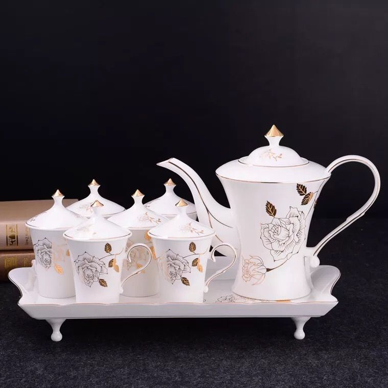 Ceramic water sets, ceramic kettles, ceramic cup LIDS, cups with LIDS, tea sets, coffee sets, gifts, suitable for the living room details Picture