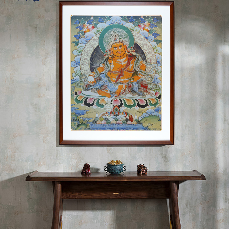 The Beauty Of The Yellow God Of Wealth, Thangka, Reproduced By Hand
