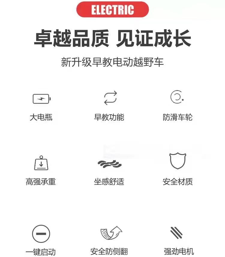 儿童电动车四轮玩具遥控汽车可坐人宝宝四驱双人超大座详情图3