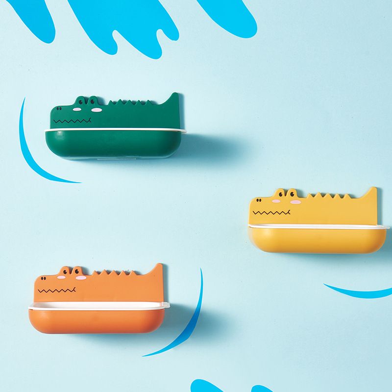 Creative little crocodile cartoon soap box, wall-mounted soap box for home bathroom and washroom, simple plastic soap box Application Scenario