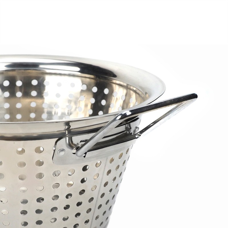 Stainless steel double-ear large-hole grain and vegetable basin with reversed edges for washing vegetables detail image 4