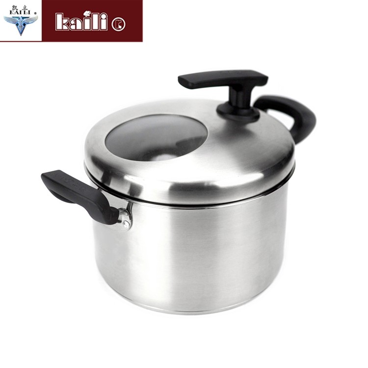 Stainless steel visible double-bottom American-style high pot with large capacity soup pot, deepened and thickened stainless steel porridge pot and soup pot detail image 1