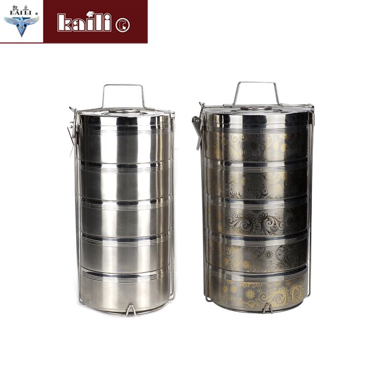 不锈钢双层隔热保温饭盒防溢密封提锅提篮多层便当盒