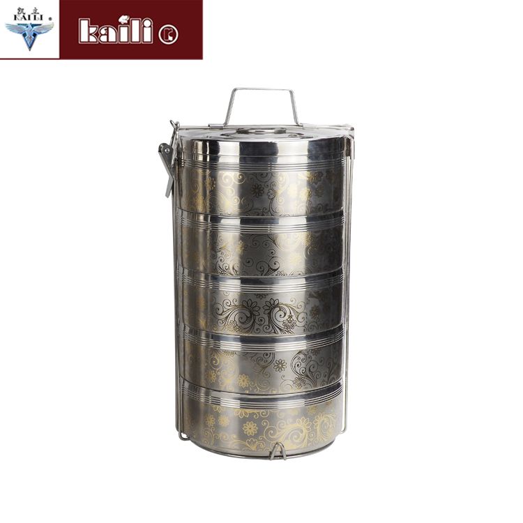 不锈钢双层隔热保温饭盒防溢密封提锅提篮多层便当盒产品图