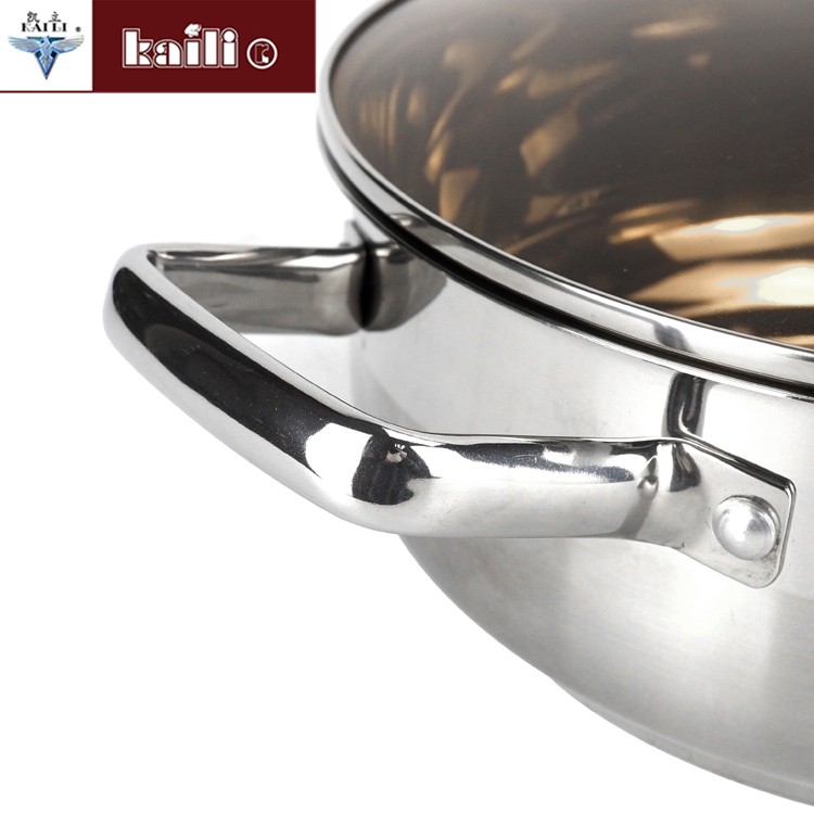 不锈钢复合钢矮锅大容量汤锅加厚不锈钢煮粥锅煲汤锅火锅多用锅详情图5