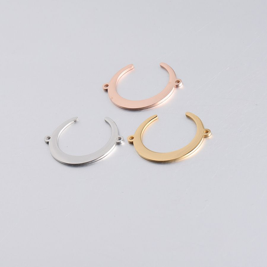 Stainless steel double-hanging moon crescent pendant with double-hole connection pendant does not fade details Picture