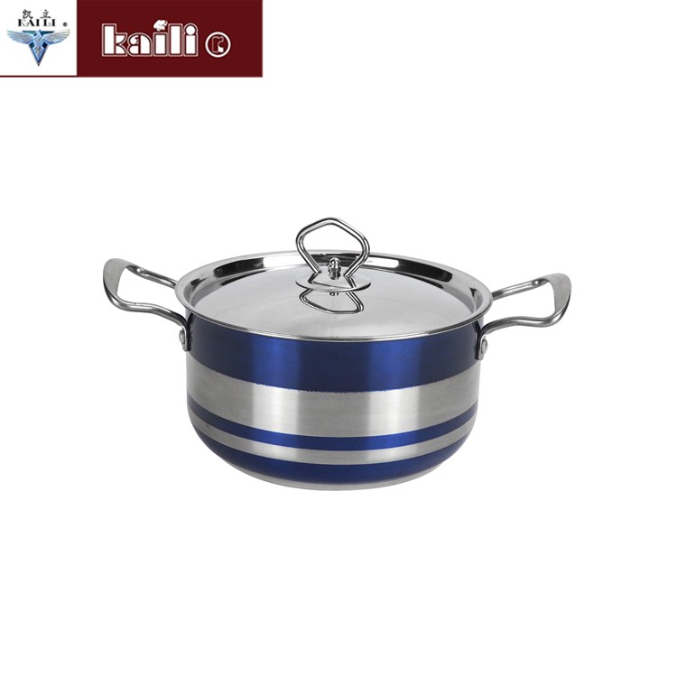 Five-piece set of colorful pot, household porridge pot, soup pot, double-bottom soup pot, induction cooker and gas stove, universal cookware detail image 1