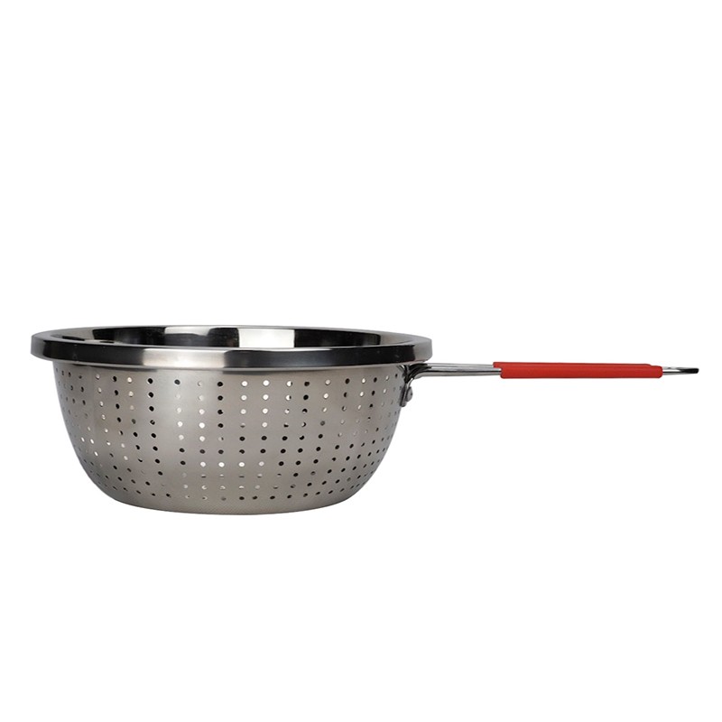 Stainless steel thickened single-handle small hole fruit basket, vegetable washing basin, draining basket, multi-purpose kitchen basket detail image 1