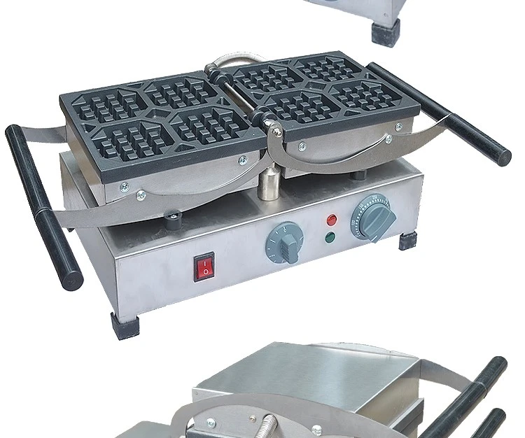 Calentador eléctrico flip pequeño gofres FY-2201-A comercial square creamer snack gofres horno detail image 6