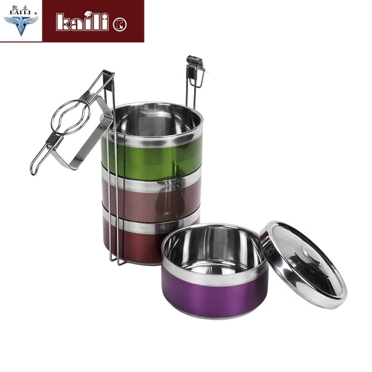Stainless steel color double-layer heat-insulating and heat-preserving lunch box, anti-overflow sealed pot and basket multi-layer bento box detail image 2