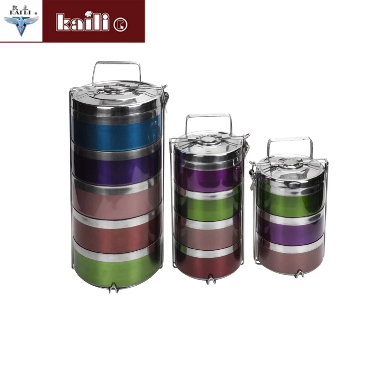 Stainless steel color double-layer heat-insulating and heat-preserving lunch box, anti-overflow sealed pot and basket multi-layer bento box detail image 3