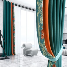 雪尼尔窗帘无缝拼接羊绒新中式欧式宫廷卧室遮光客厅高档轻奢现代