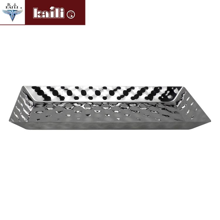 Stainless steel square and rectangular hand-made craft plates, living room hotel fruit plates, pastry plates, candy plates Specification image