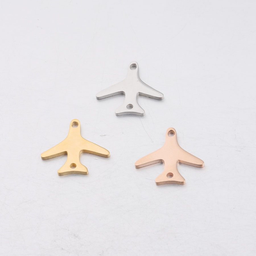 Mirror-finish stainless steel small accessory diy multi-specification small aircraft double-hole pendant, non-fading