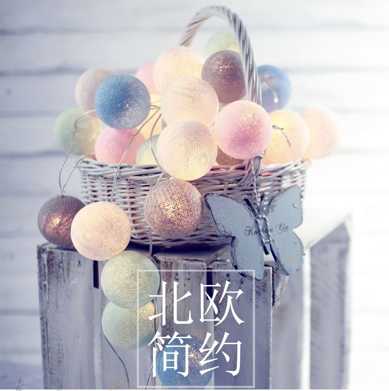 泰国棉线球灯串led彩灯少女心浪漫生日卧室房间圣诞INS装饰小灯泡详情图2