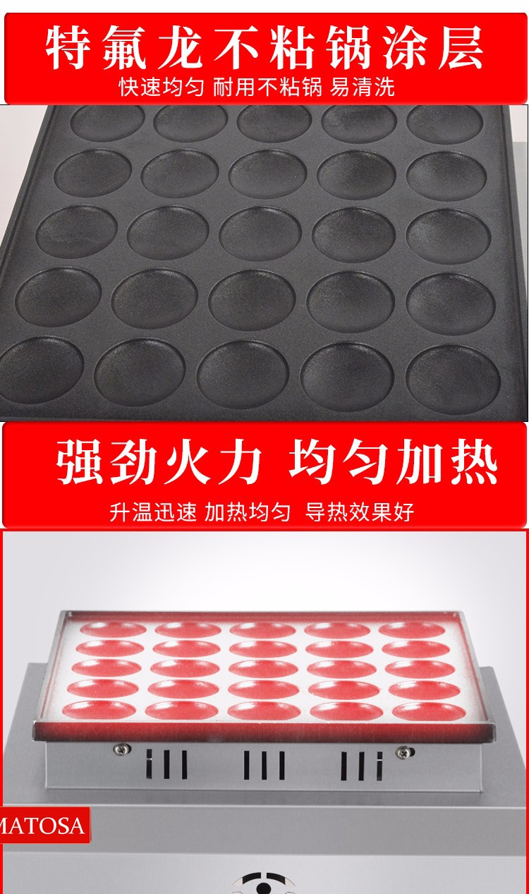Muffins maker fy-22400.r comercial horno de gofres dorayaki 25 hoyos de una sola bola horno de torta shochu detail image 4