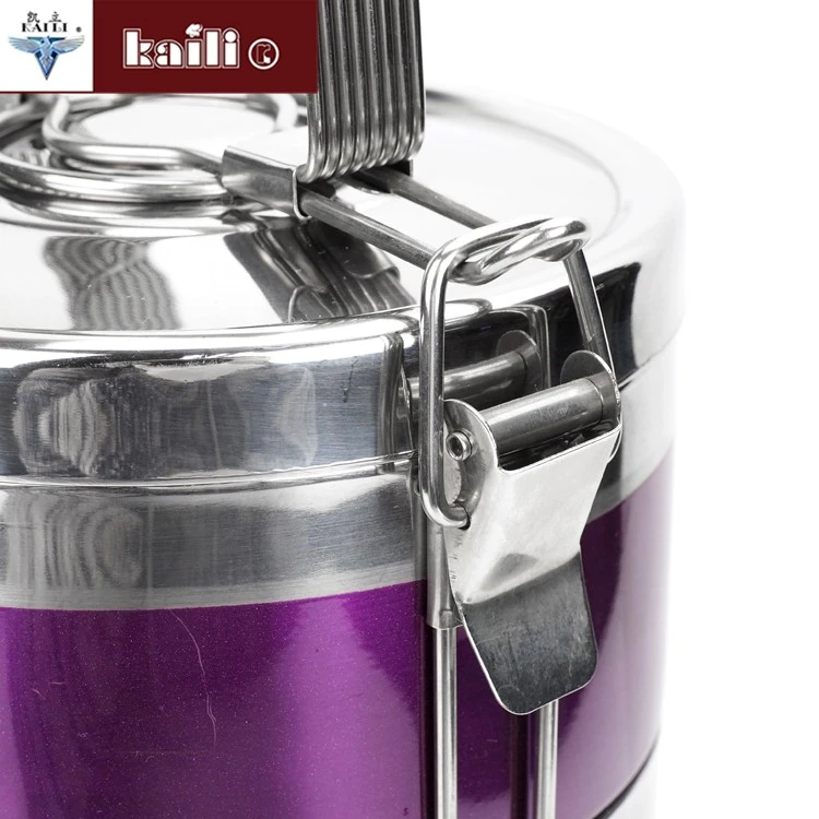 Stainless steel color double-layer heat-insulating and heat-preserving lunch box, anti-overflow sealed pot and basket multi-layer bento box detail image 6