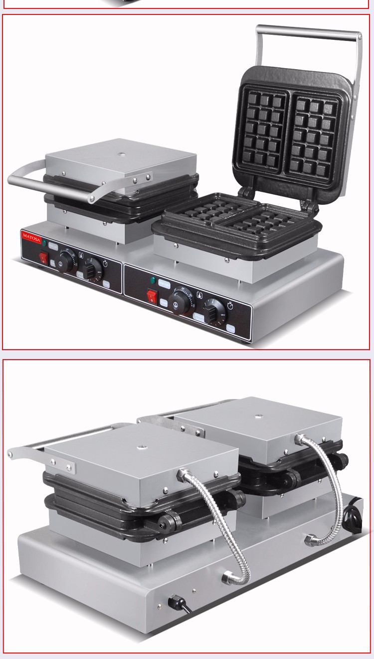 Commercial double-head square waffle oven FY-2280-2 electric waffle oven commercial baking equipment for grid cookies detail image 10
