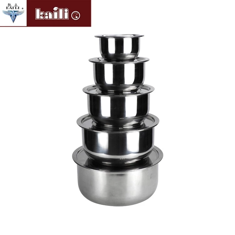 A set of 5-piece stainless steel cooking pot with a colorful lid detail image 1