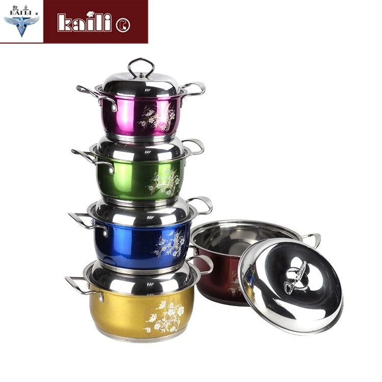 Five-piece set of colorful pot, household porridge pot, soup pot, soup pot, induction cooker, gas stove, universal cookware detail image 7