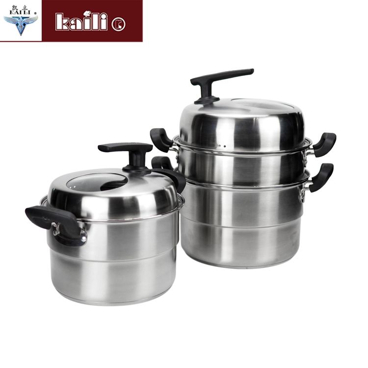 Stainless steel visible double-bottom American-style steamer, large-capacity deepened and thickened steamer, single-grate three-layer steamed buns and dumplings Application Scenario
