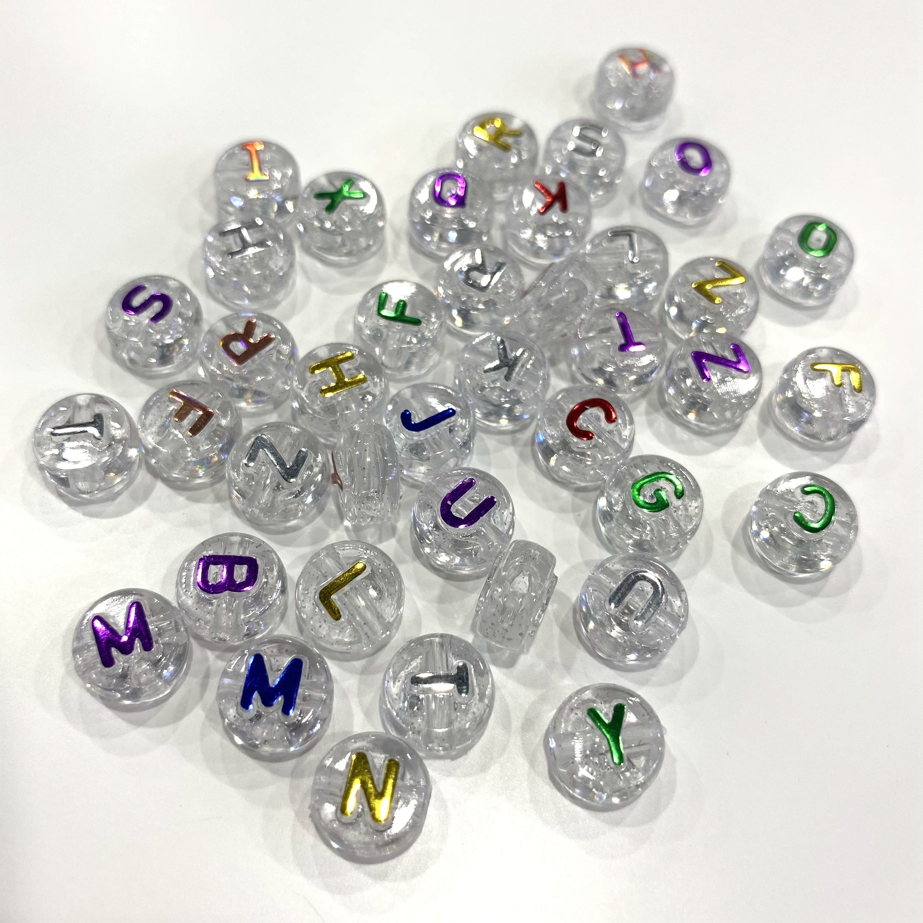 Acrylic convex letter beads 6*10mm, scallion powder gilding diy children's toy accessories Application Scenario