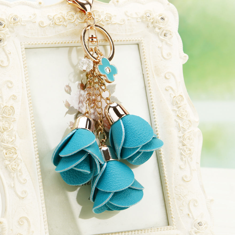 Cute leather 3-piece keychain series mixed 1