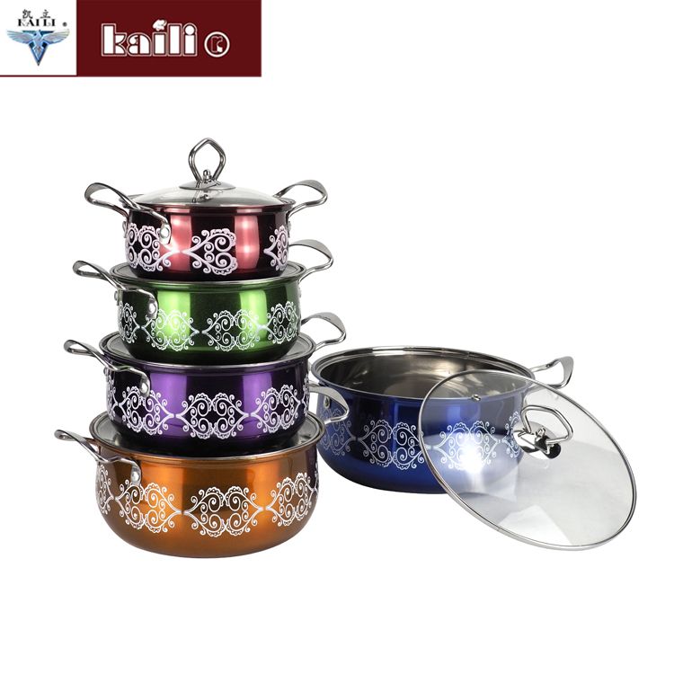Five-piece set of colorful POTS, suitable for household use such as porridge POTS, soup POTS, induction cookers and gas stoves details Picture