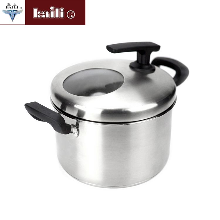 Stainless steel visible double-bottom American-style high pot with large capacity soup pot, deepened and thickened stainless steel porridge pot and soup pot Specification image