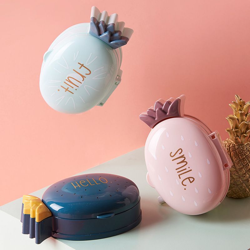 New cute cartoon pineapple soap box, home bathroom draining plastic soap box, student dormitory covered soap box Item Picture