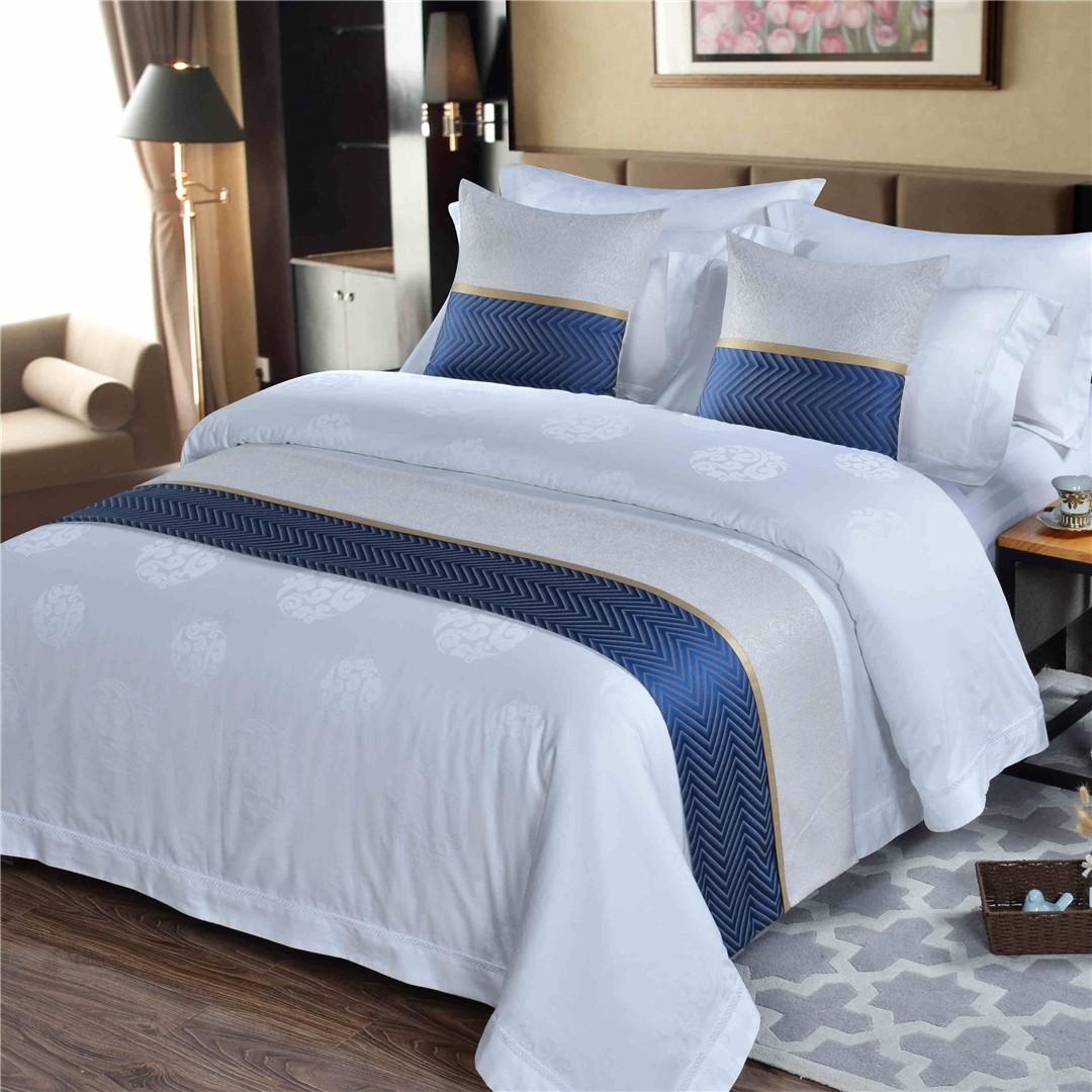 酒店宾馆 民宿 床尾巾 酒店 布草床上用品定制抱枕床旗床盖床尾巾 批发详情图1