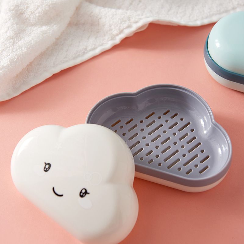Creative cartoon cute cloud soap box, home bathroom draining soap box with lid, soap rack, double-layer soap box Application Scenario