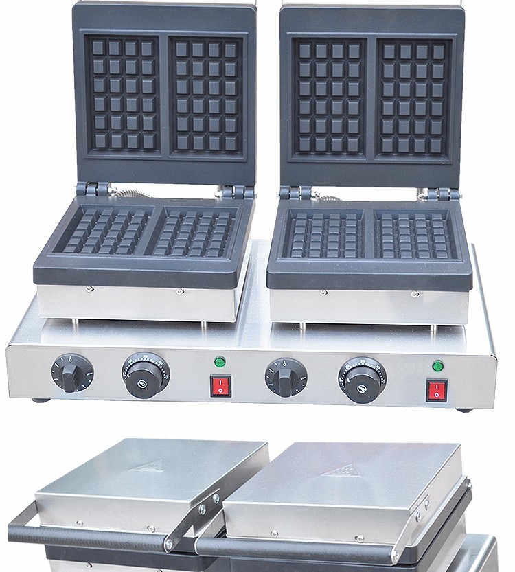 Horno de gofres cuadrado de dos cabezas eléctrico comercial FY-2210-2 máquina de muffins máquina de tartan horno de gofres máquina de hornear de gofres detail image 6