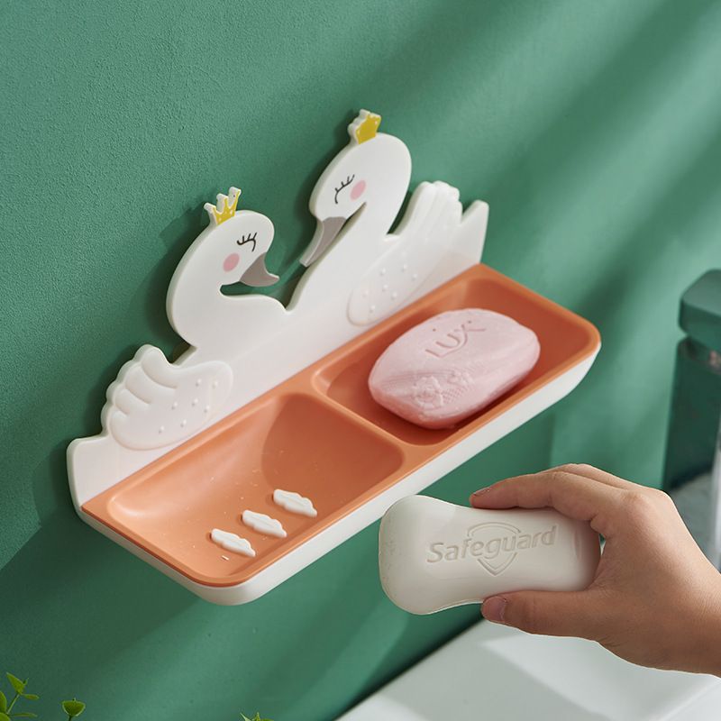 Little Swan cartoon soap box, bathroom wall-mounted soap box, creative household bathroom plastic soap box wholesale Specification drawing