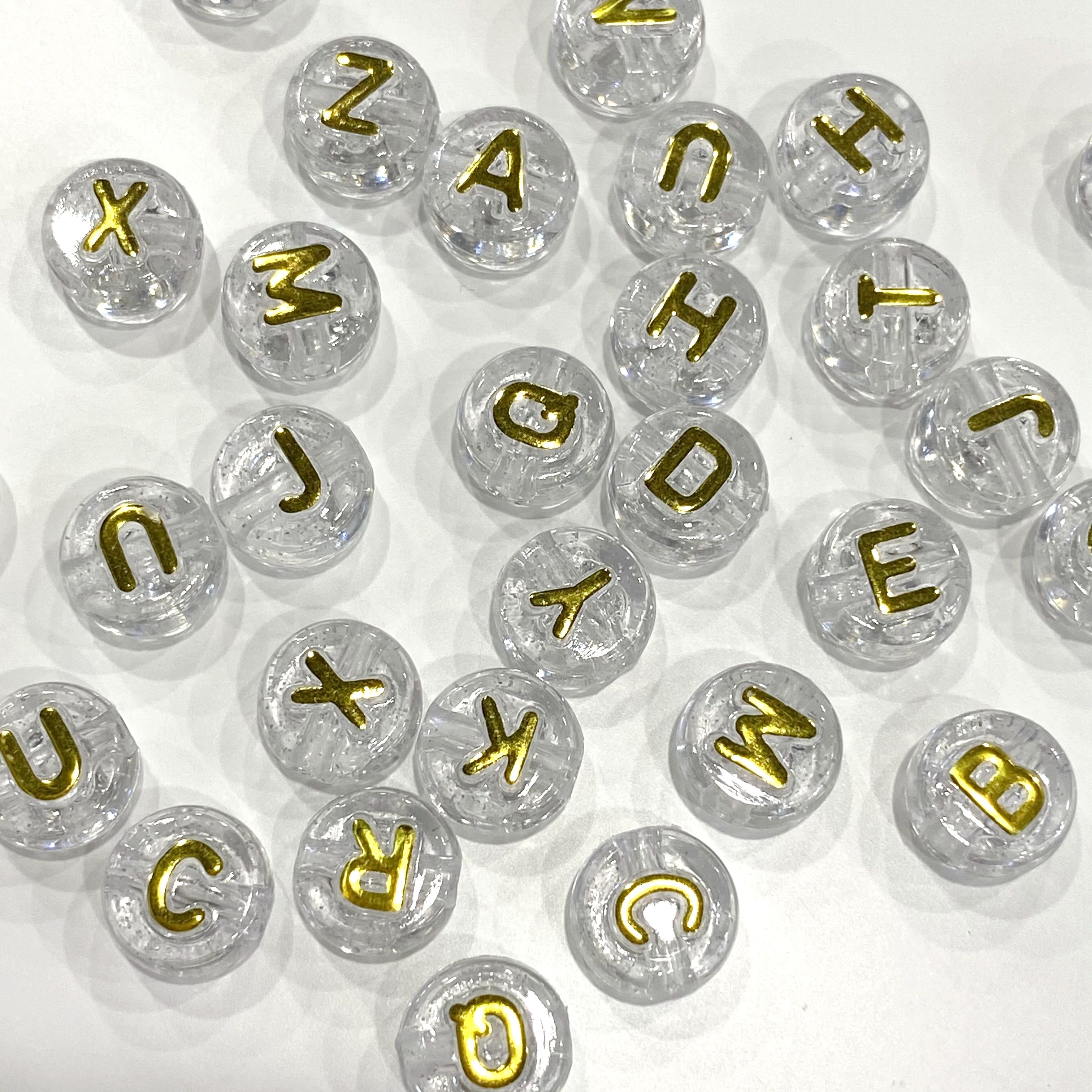 Acrylic convex letter beads 6*10mm, scallion powder gilding diy children's toy accessories Specification image