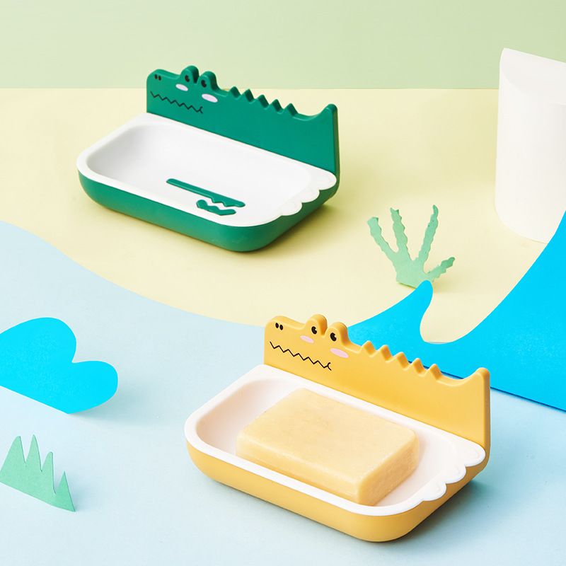 Creative little crocodile cartoon soap box, wall-mounted soap box for home bathroom and washroom, simple plastic soap box details Picture