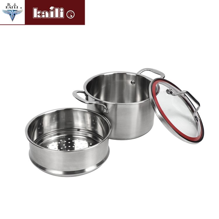 304 stainless steel double-bottom steamer, double-layer multi-purpose steamer, thickened household steamed buns and mantou multi-purpose pot details Picture