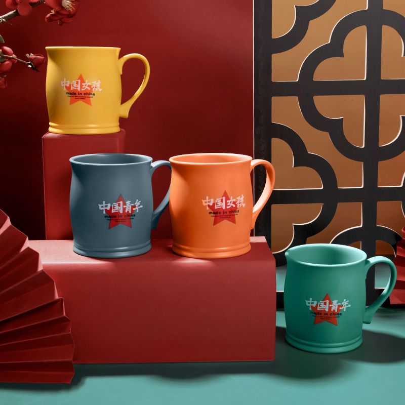 New creative and trendy water cup, simple household plastic mug gift, Chinese-style retro and nostalgic national trend cup Specification image