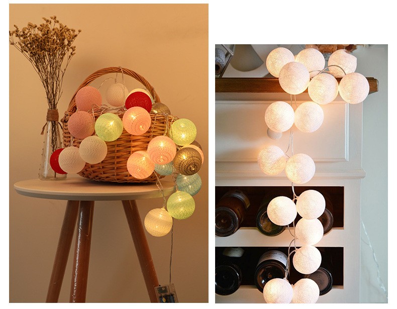 泰国棉线球灯串led彩灯少女心浪漫生日卧室房间圣诞INS装饰小灯泡详情图7