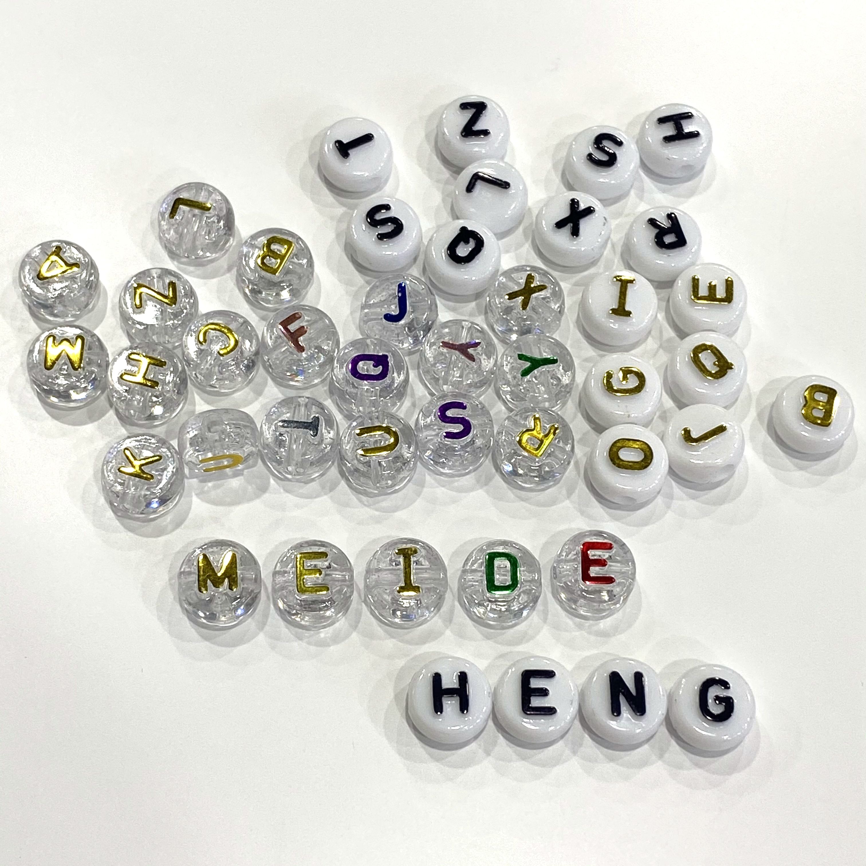 Acrylic convex letter beads 6*10mm, scallion powder gilding diy children's toy accessories