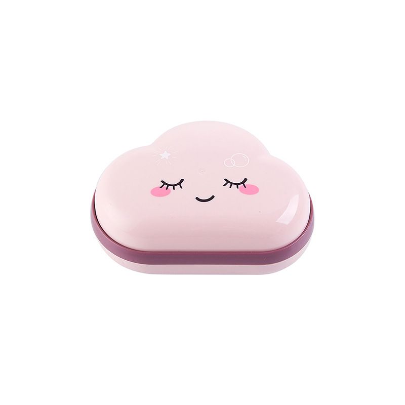 Creative cartoon cute cloud soap box, home bathroom draining soap box with lid, soap rack, double-layer soap box Item Picture