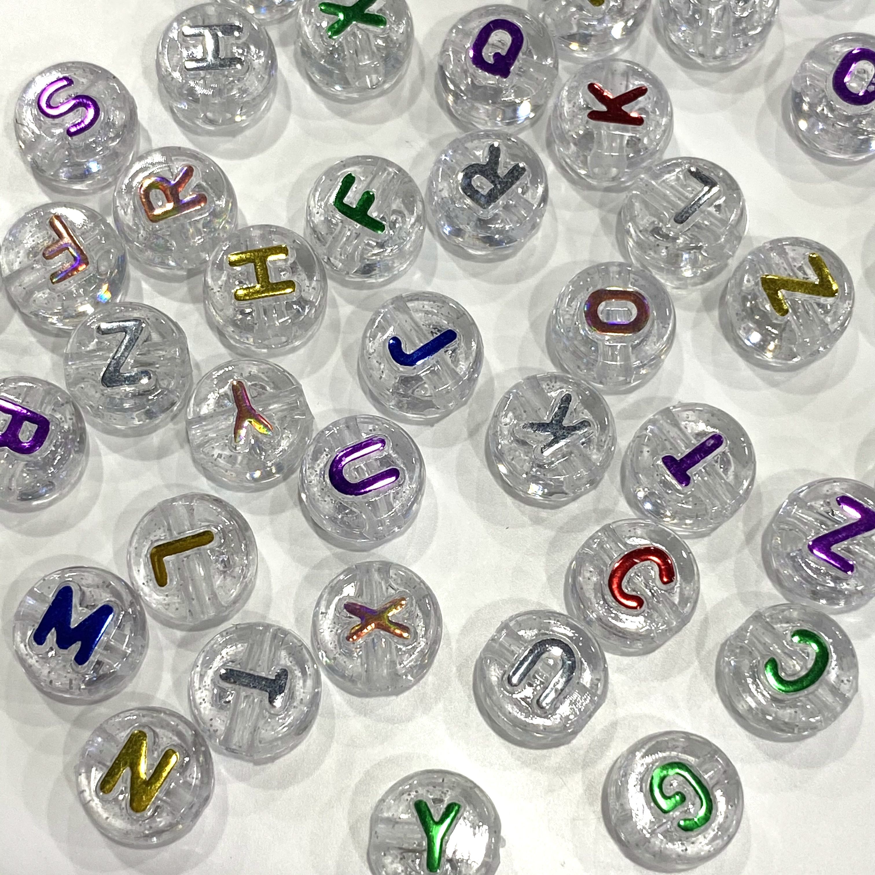 Acrylic convex letter beads 6*10mm, scallion powder gilding diy children's toy accessories Item Picture