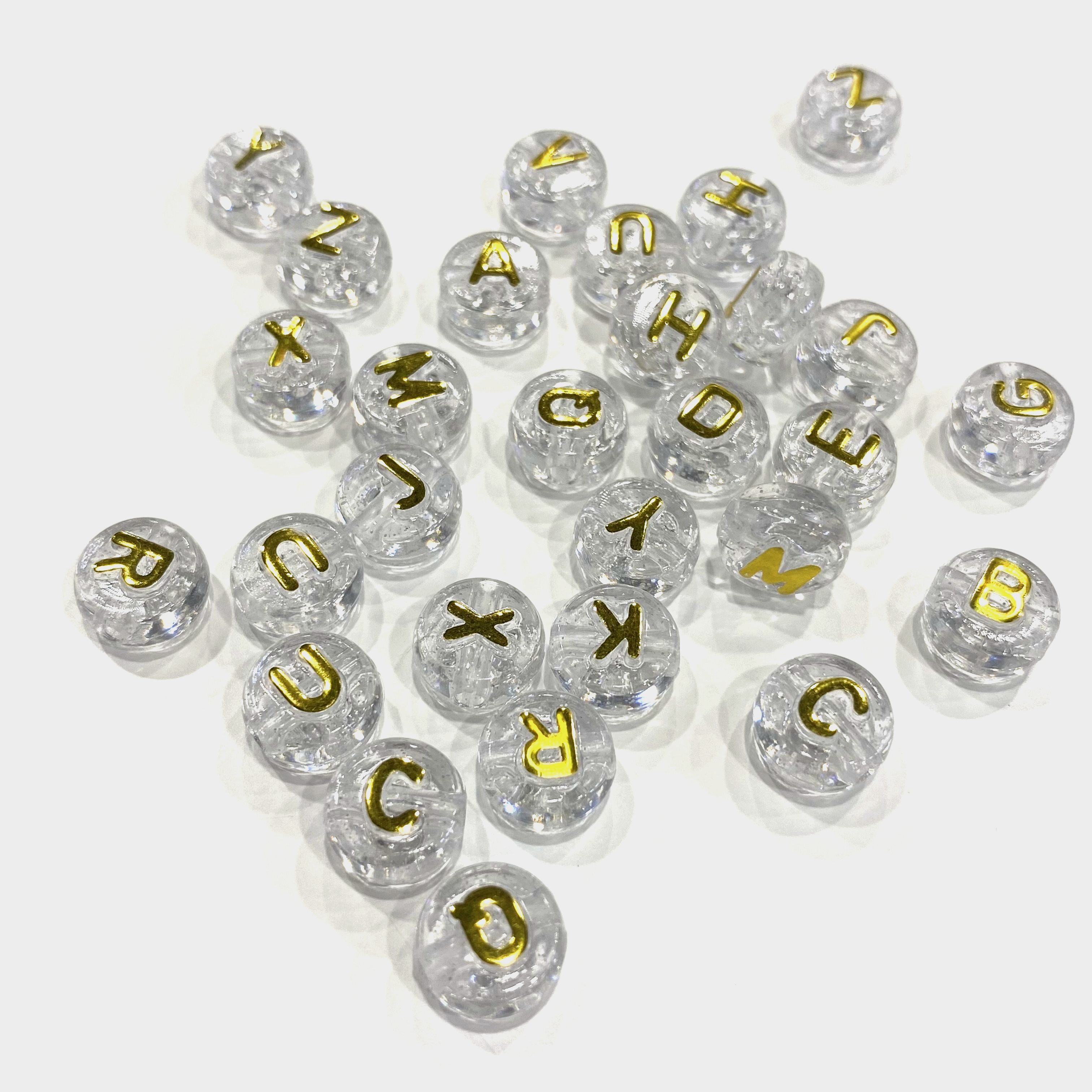 Acrylic convex letter beads 6*10mm, scallion powder gilding diy children's toy accessories details Picture