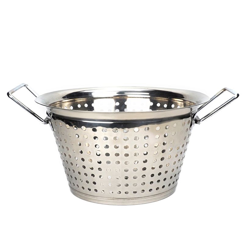Stainless steel double-ear large-hole grain and vegetable basin with reversed edges for washing vegetables details Picture