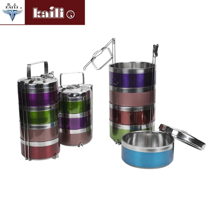 Stainless steel color double-layer heat-insulating and heat-preserving lunch box, anti-overflow sealed pot and basket multi-layer bento box detail image 4