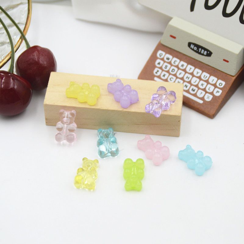 diy jewelry accessories, QQ Candy, bear, acrylic beaded earrings, earrings, phone cases, car hangers, loose beads Item Picture