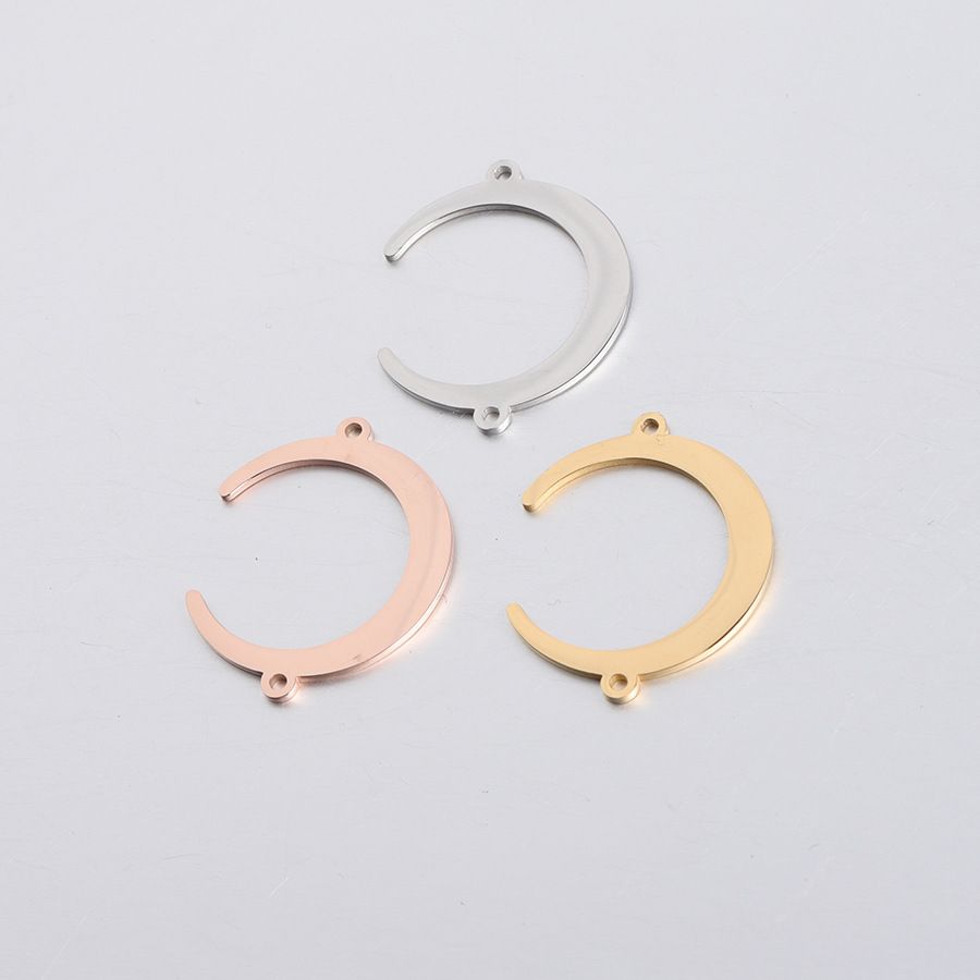 Stainless steel double-hanging moon crescent pendant with double-hole connection pendant does not fade Specification image