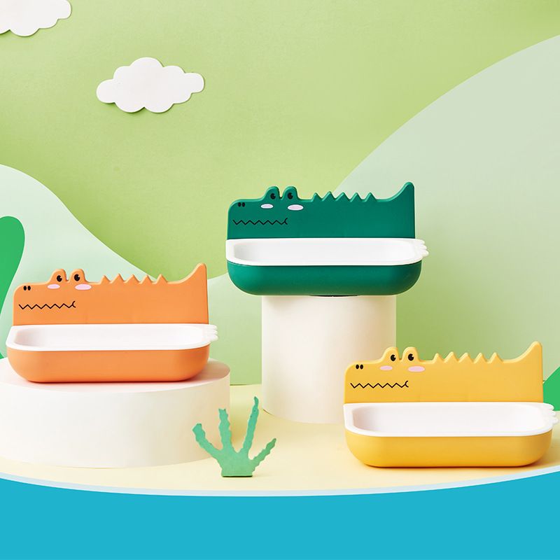 Creative little crocodile cartoon soap box, wall-mounted soap box for home bathroom and washroom, simple plastic soap box Specification drawing